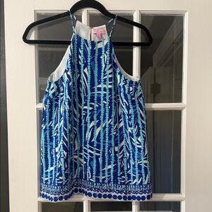 Lilly Pulitzer Blue and White Halter Top